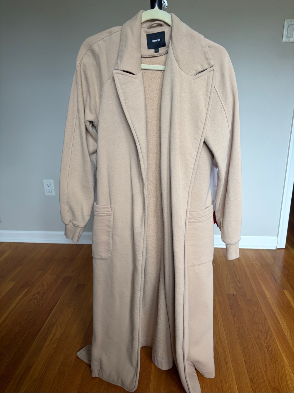 Express Beige Open-Front fleece Coat